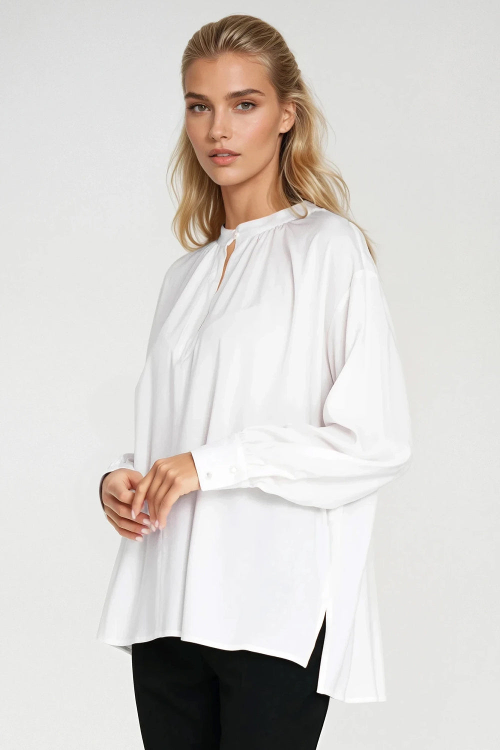 Nife Ecru Oversized Long Sleeve Blouse - view 4