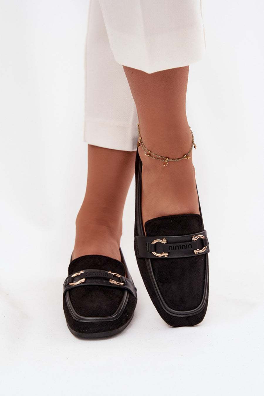 Step In Style Evelora Black Faux Leather Flat Loafers