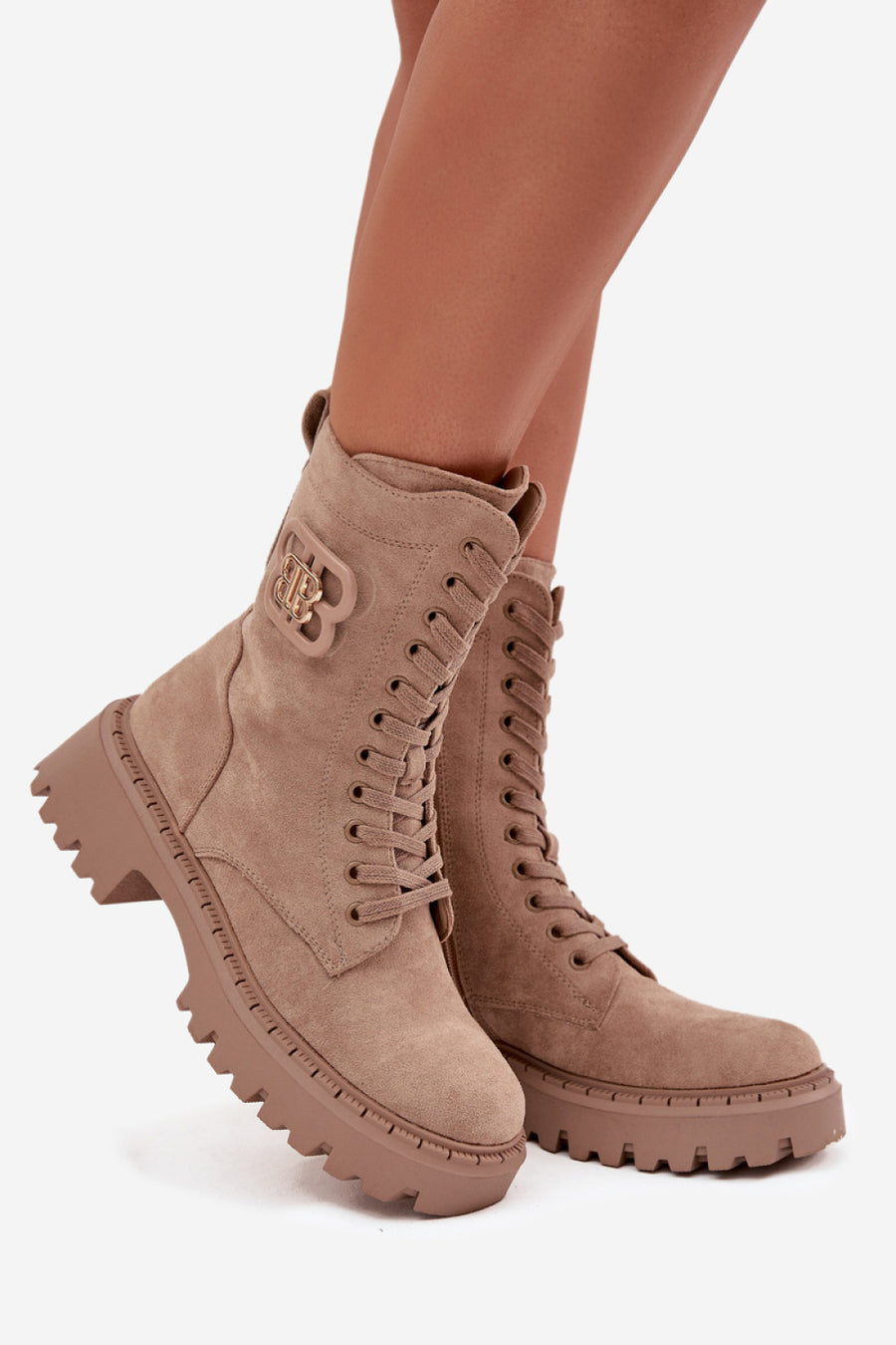 Step In Style Kalindra Beige Platform Warm Lined Ankle Boots
