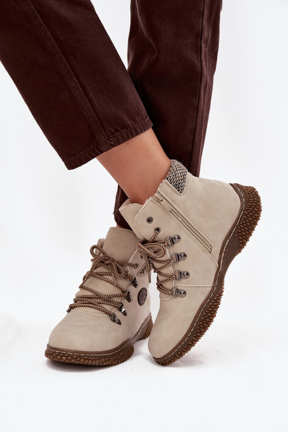 Step In Style Zenaya Light Beige Faux Leather Hiking Style Boots - view 3
