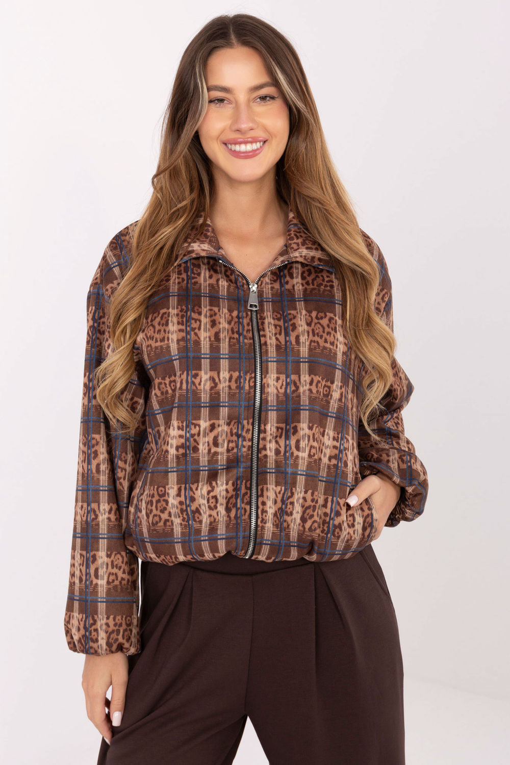 Rue Paris Camel Zip Up Long Sleeve Jacket