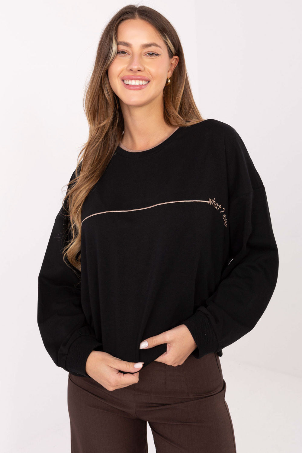 Relevance Black Oversized Long Sleeve Cotton Sweatshirt