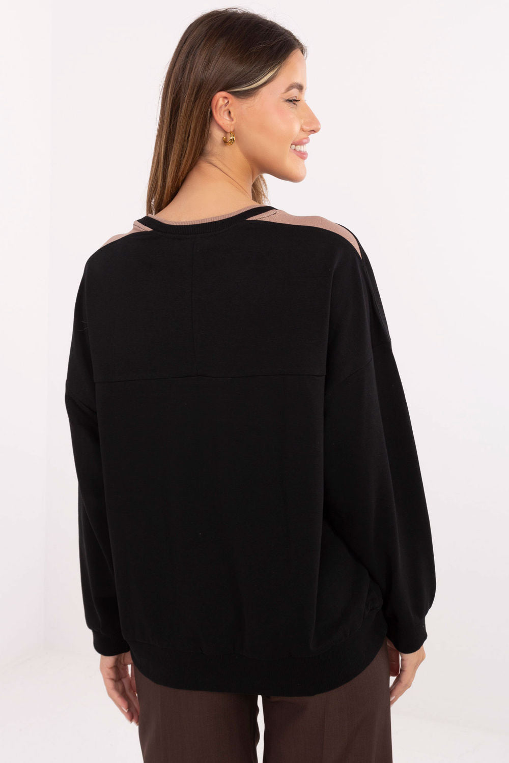 Relevance Black Oversized Long Sleeve Cotton Sweatshirt - view 3