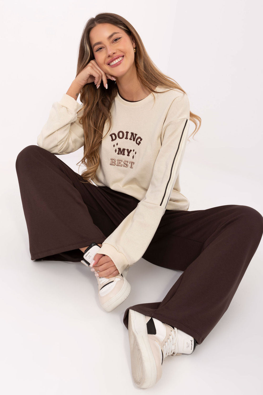Relevance Dark Brown Pleated High Waisted Joggers