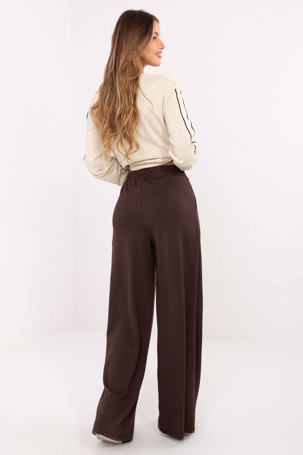 Relevance Dark Brown Pleated High Waisted Joggers - view 3