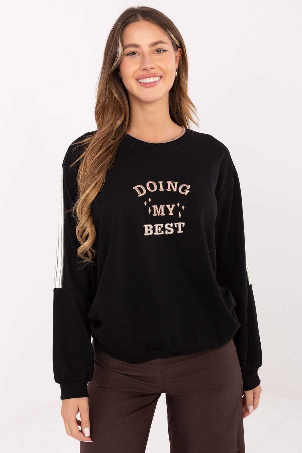 Relevance Black Striped Oversized Sweatshirt