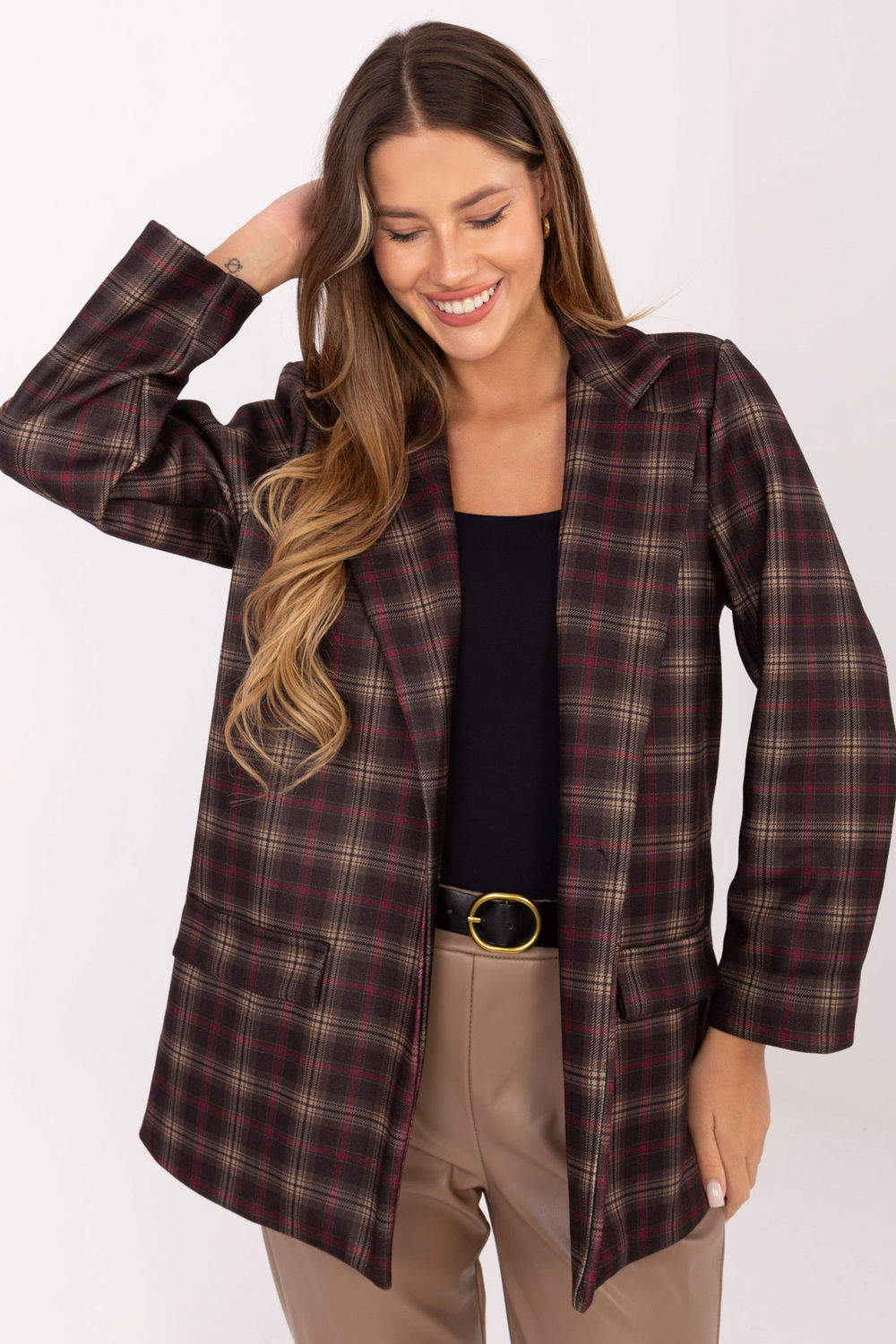 Italy Moda Dark Brown Long Sleeve Jacket
