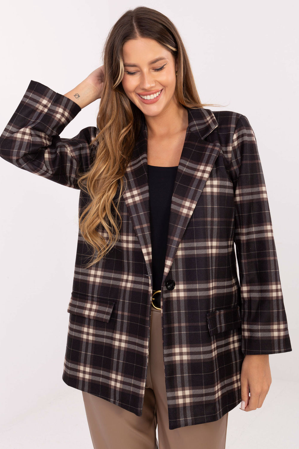Italy Moda Beige Long Sleeve Jacket