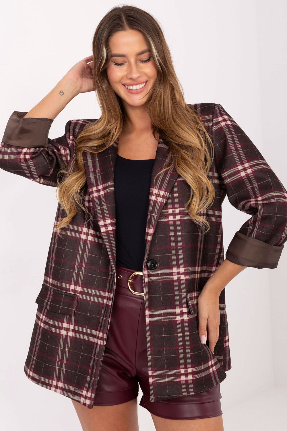 Italy Moda Brown Long Sleeve Jacket