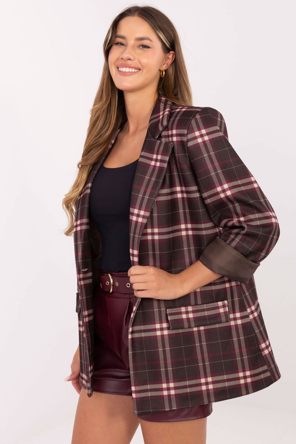 Italy Moda Brown Long Sleeve Jacket - view 2