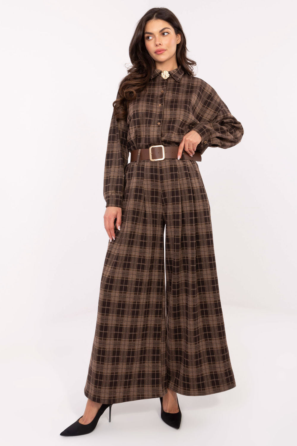 Italy Moda Brown High Waisted Trousers