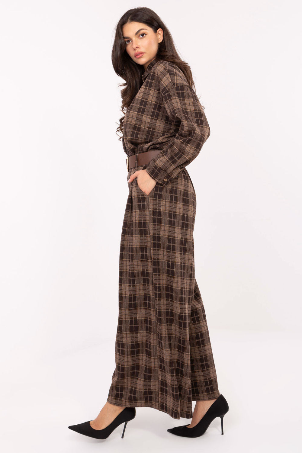 Italy Moda Brown High Waisted Trousers - view 2