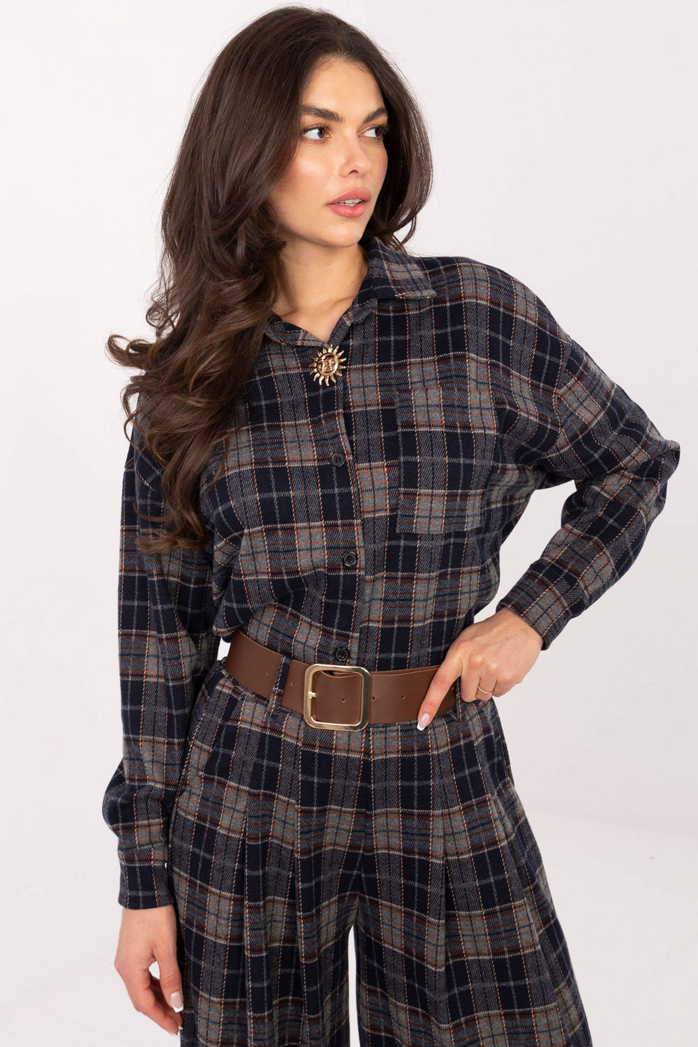 Italy Moda Navy Long Sleeve Top