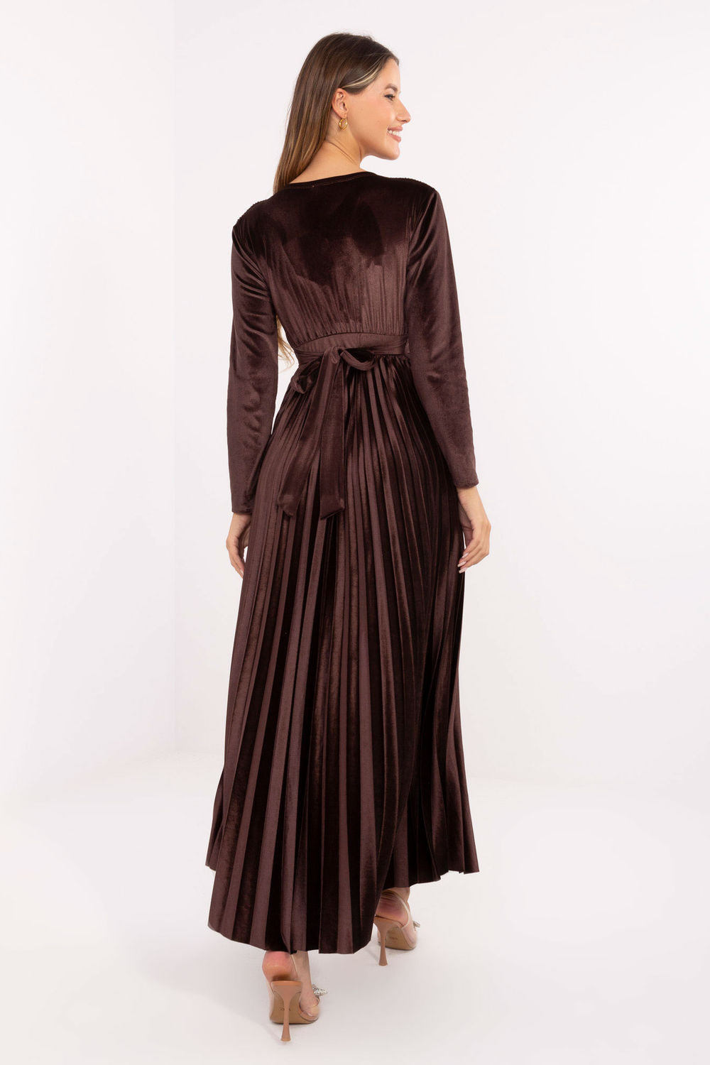 Italy Moda Dark Brown Sequin Wrap Maxi Dress - view 3