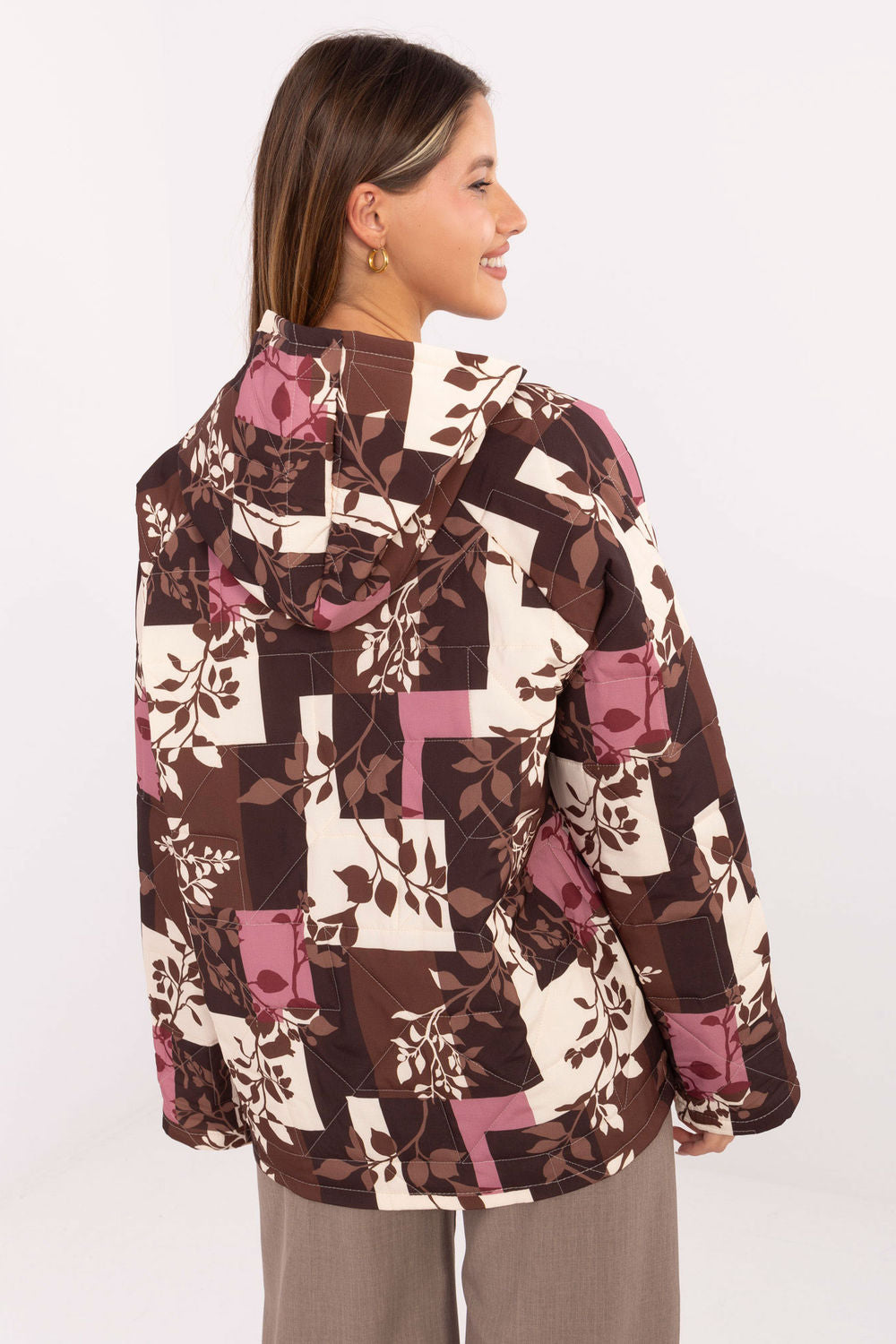 Italy Moda Brown Hooded Zip Up Jacket - view 3