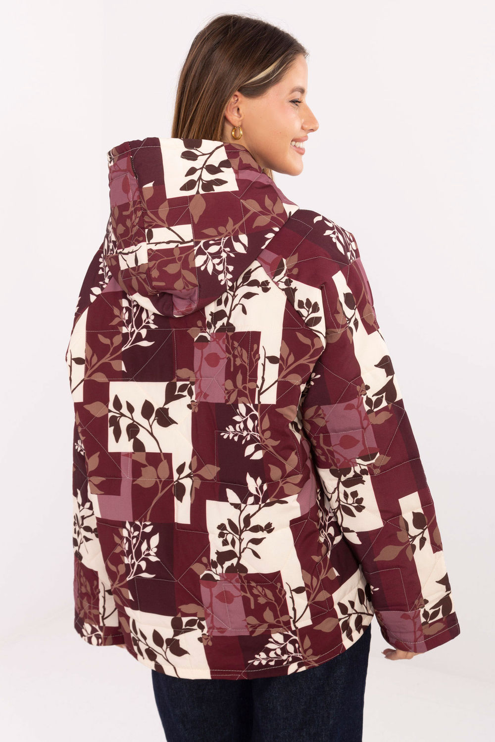 Italy Moda Burgundy Hooded Zip Up Jacket - view 3
