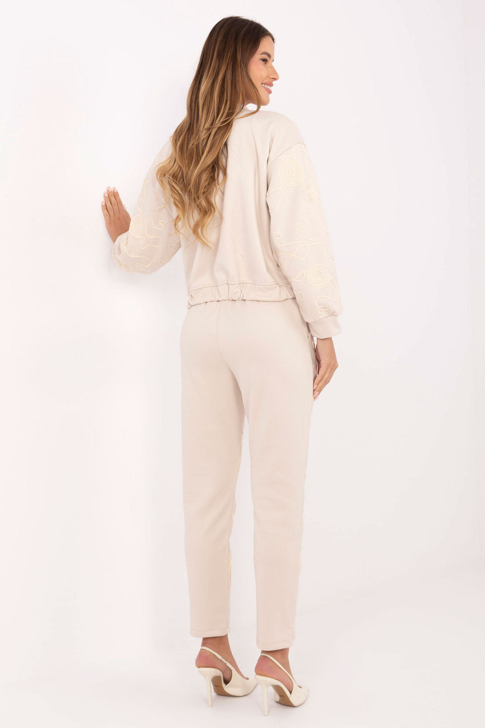 Italy Moda Light Beige High Waisted Long Sleeve Co-Ord Set - view 3