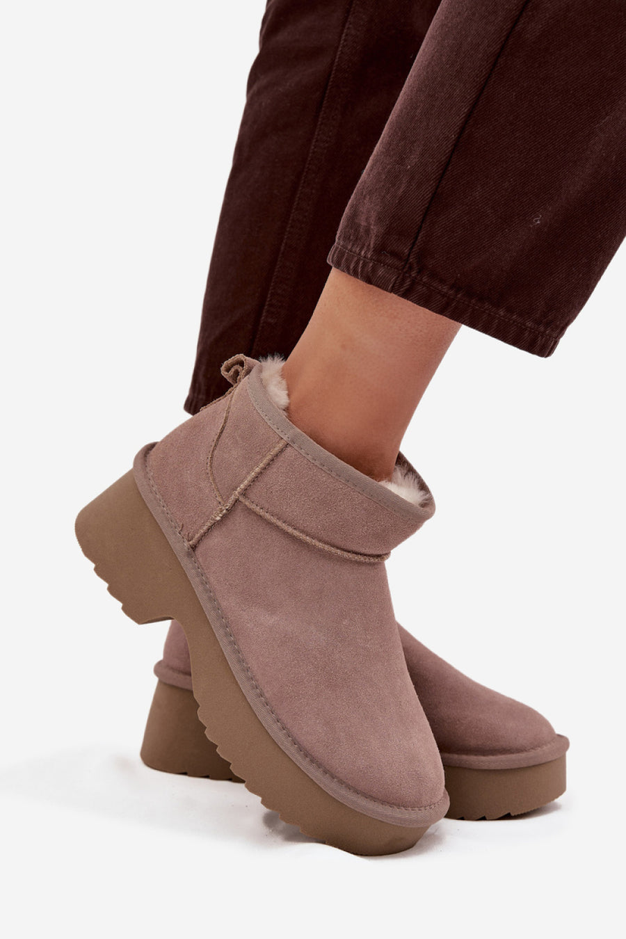 Step In Style Milora Khaki Suede Platform Snow Boots