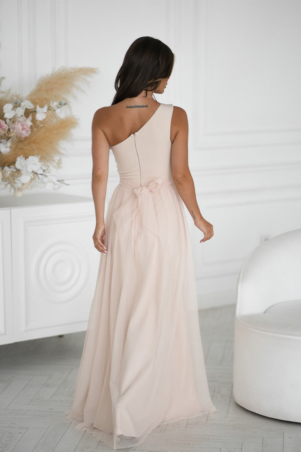 Bicotone Beige Mesh Bodycon Maxi Dress - view 3