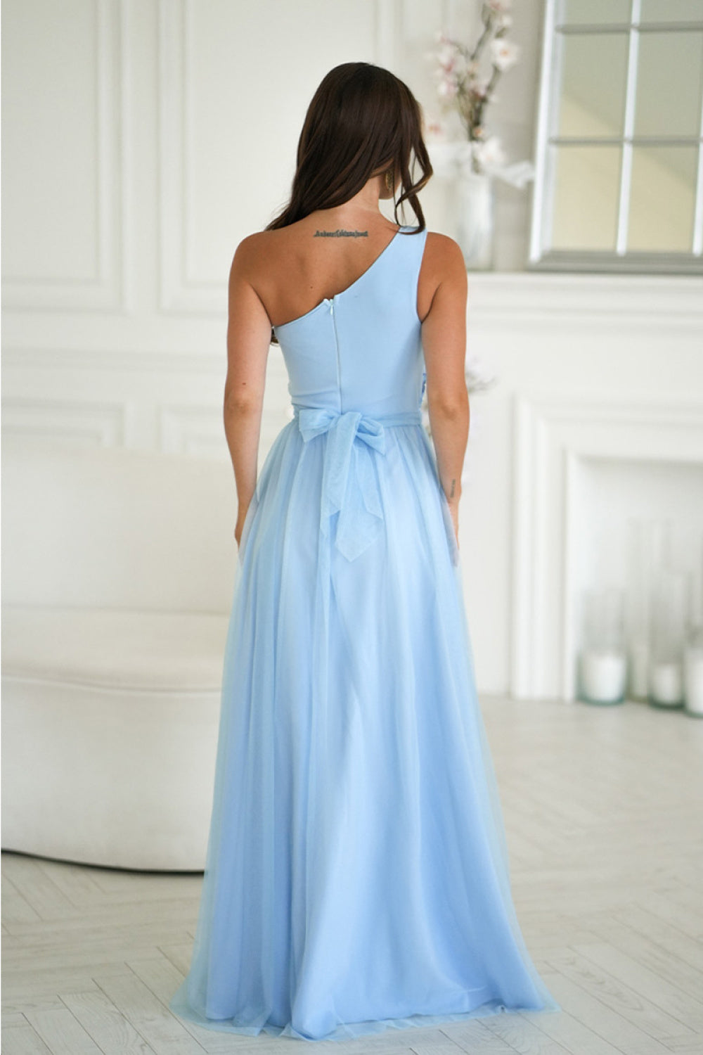 Bicotone Baby Blue Mesh Bodycon Maxi Dress - view 3