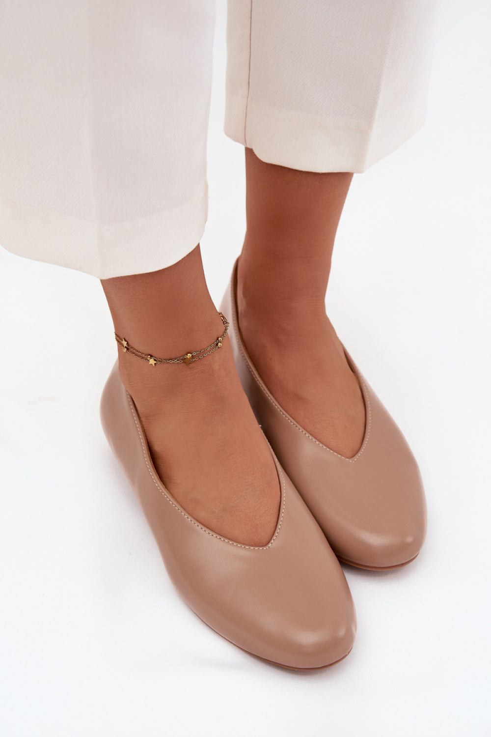 Step In Style Olyssia Beige Faux Leather Flat Ballet Flats - view 3