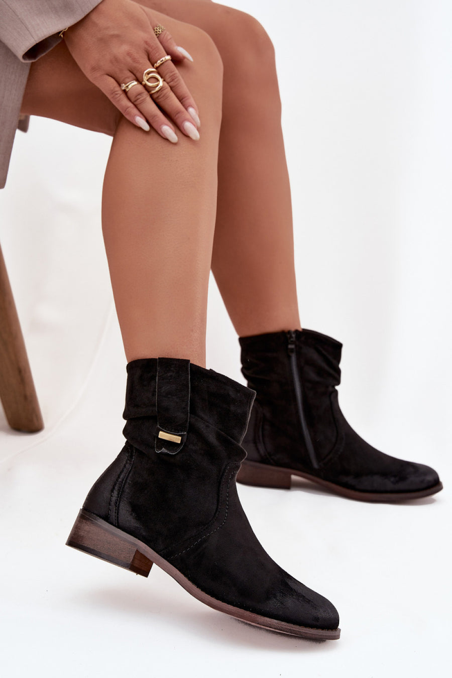 Step In Style Gracia Black Faux Suede Warm Lined Boots