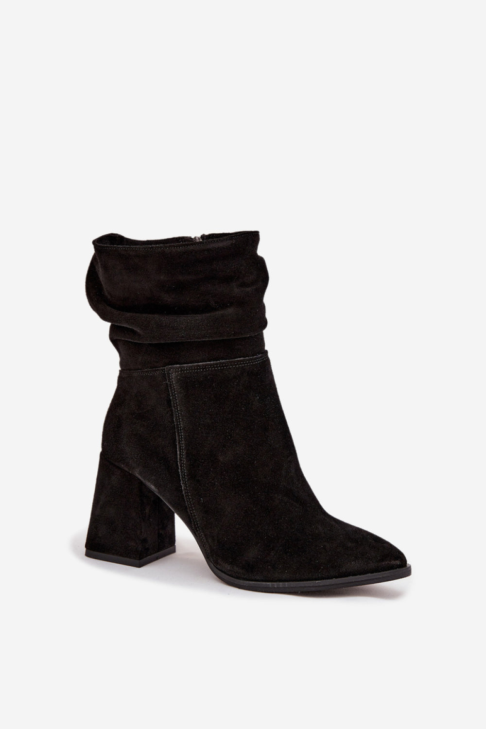 Step In Style Zazoo Black Suede Block Heel Heeled Ankle Boots - view 2