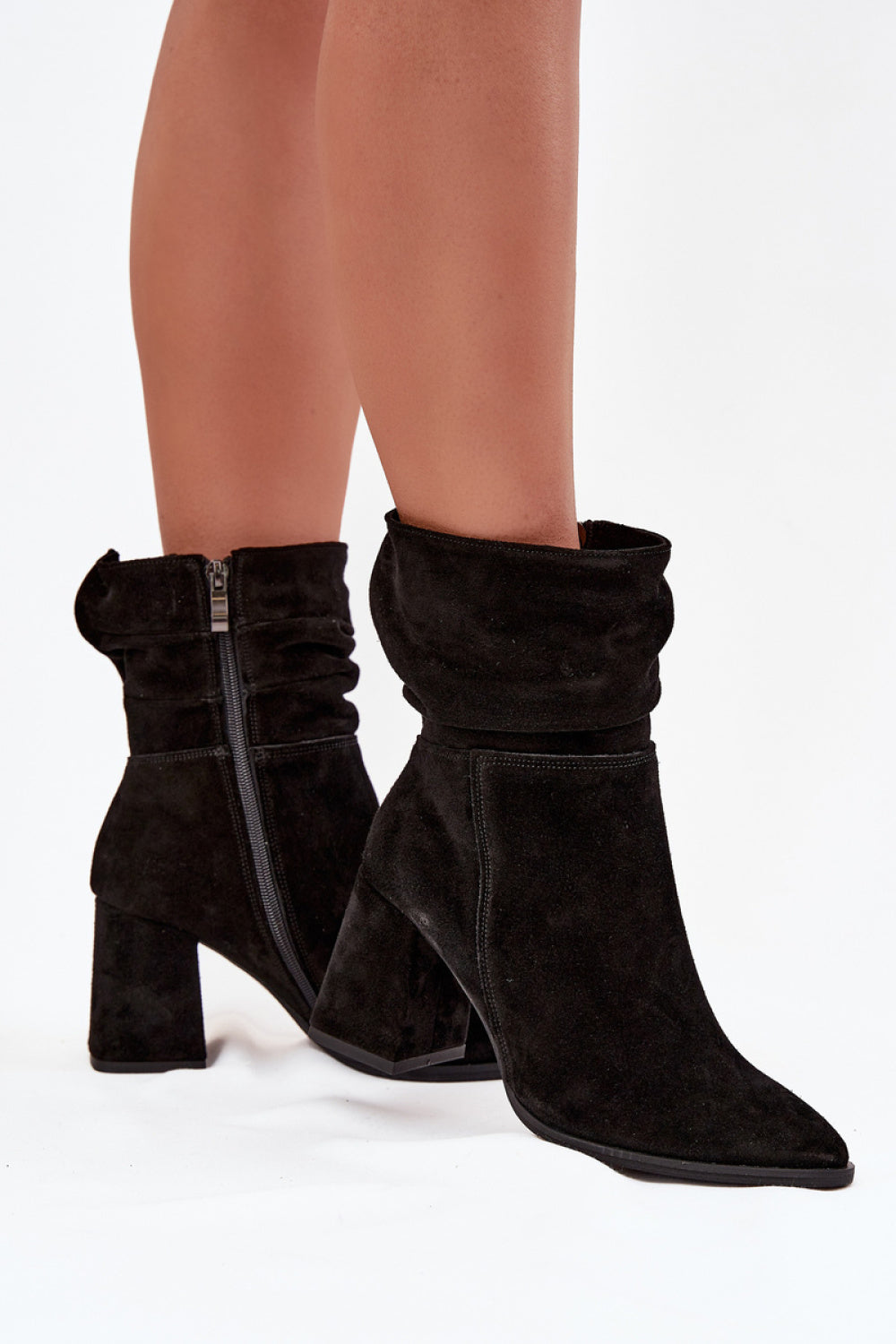 Step In Style Zazoo Black Suede Block Heel Heeled Ankle Boots - view 3