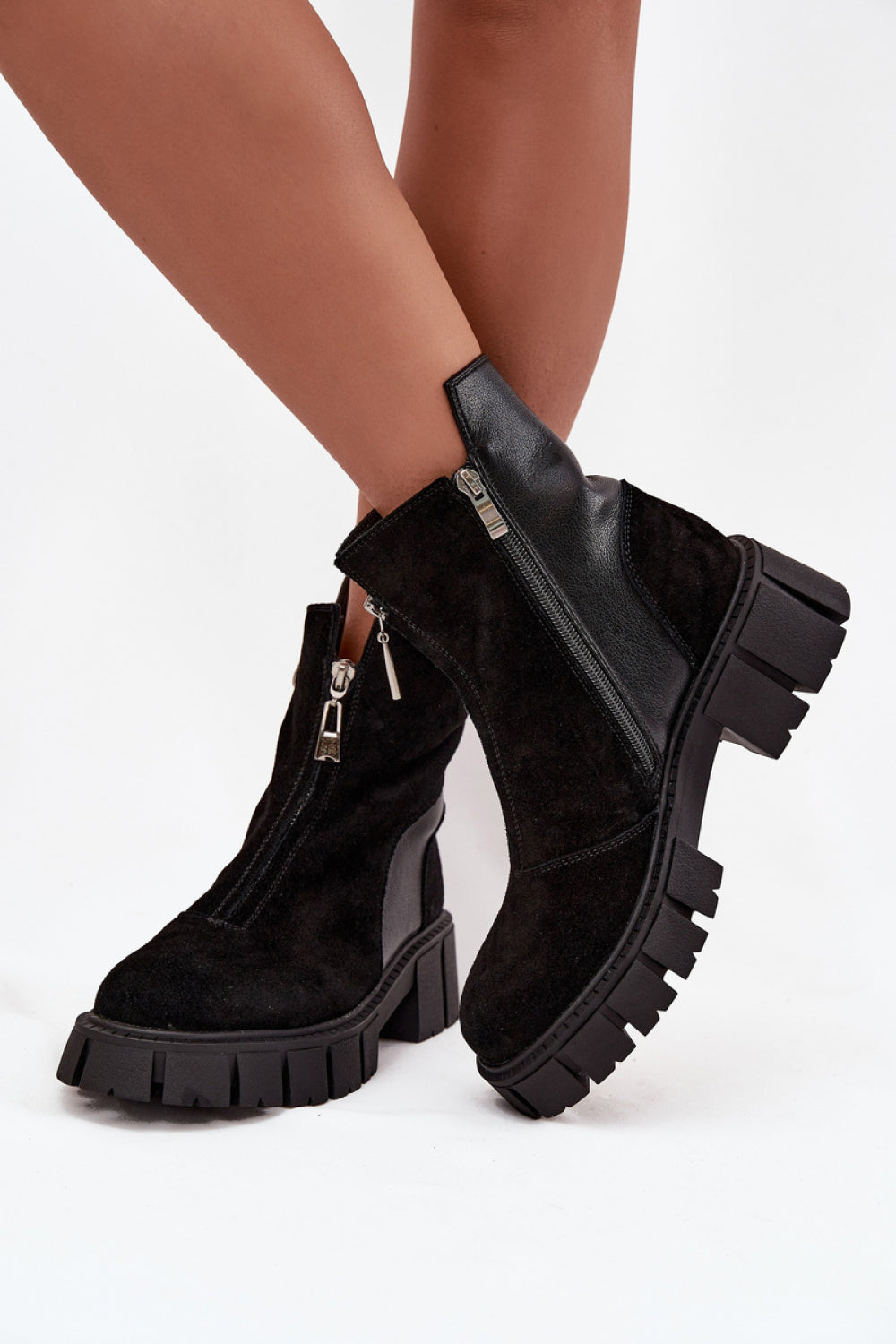 Step In Style Black Suede Block Heel Boots - view 3