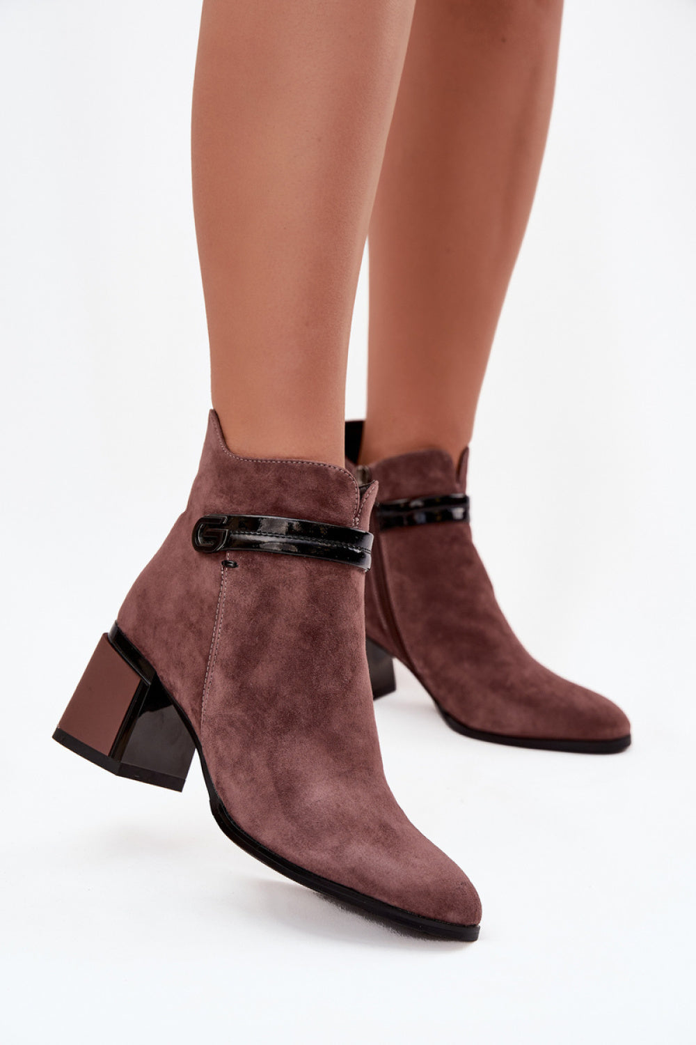 Step In Style Brown Suede Block Heel Warm Lined Heeled Ankle Boots