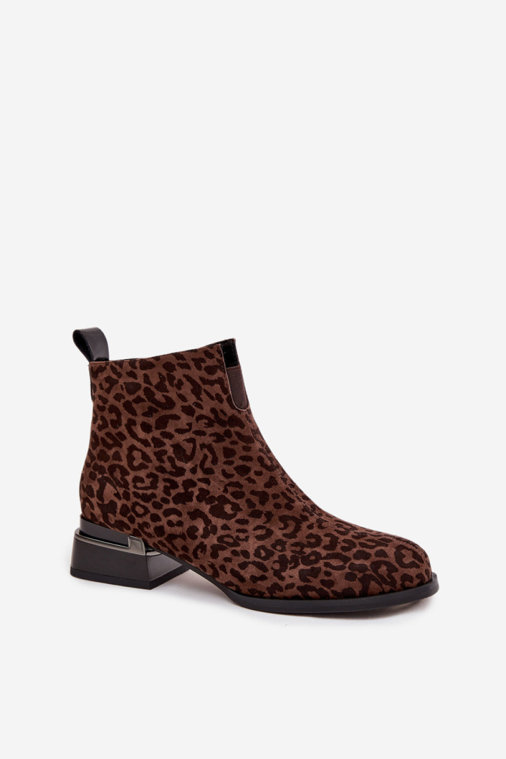Step In Style Leopard Print Suede Block Heel Heeled Ankle Boots - view 2