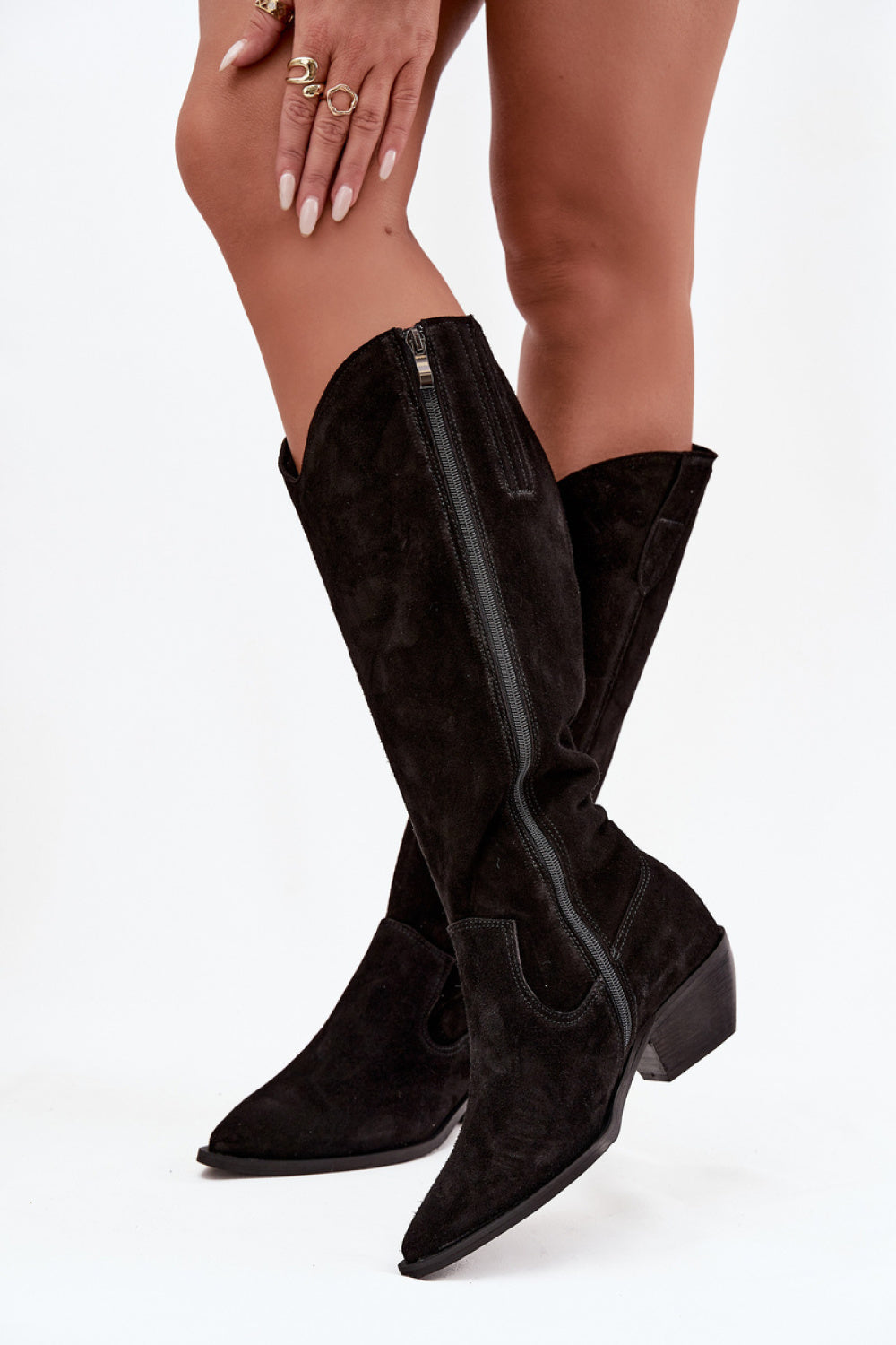 Step In Style Zazoo Black Suede Heeled Ankle Boots - view 3
