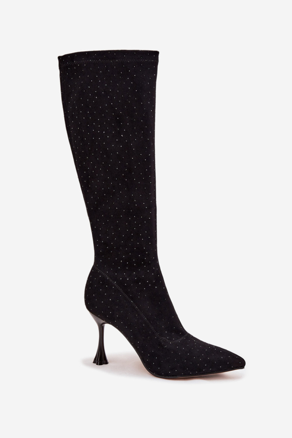 Step In Style Black Faux Suede Stiletto Heeled Ankle Boots - view 2