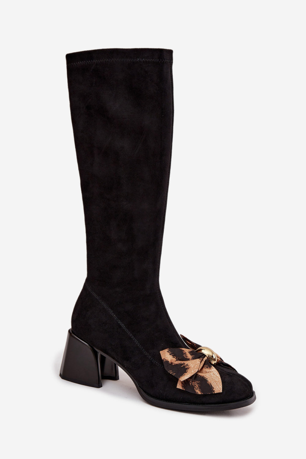 Step In Style Black Faux Suede Block Heel Heeled Ankle Boots - view 2