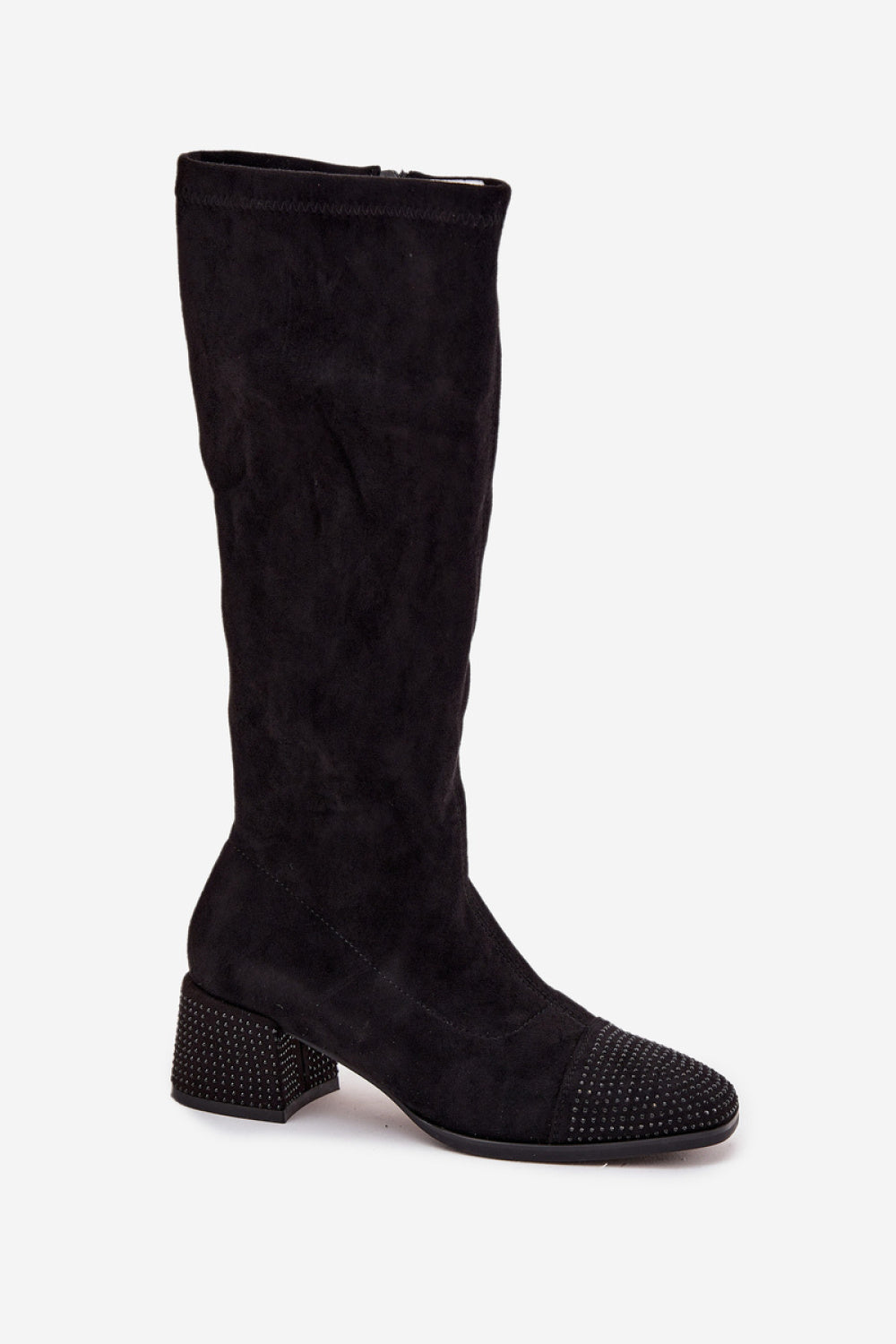 Step In Style Ivanna Black Faux Suede Block Heel Heeled Ankle Boots - view 2