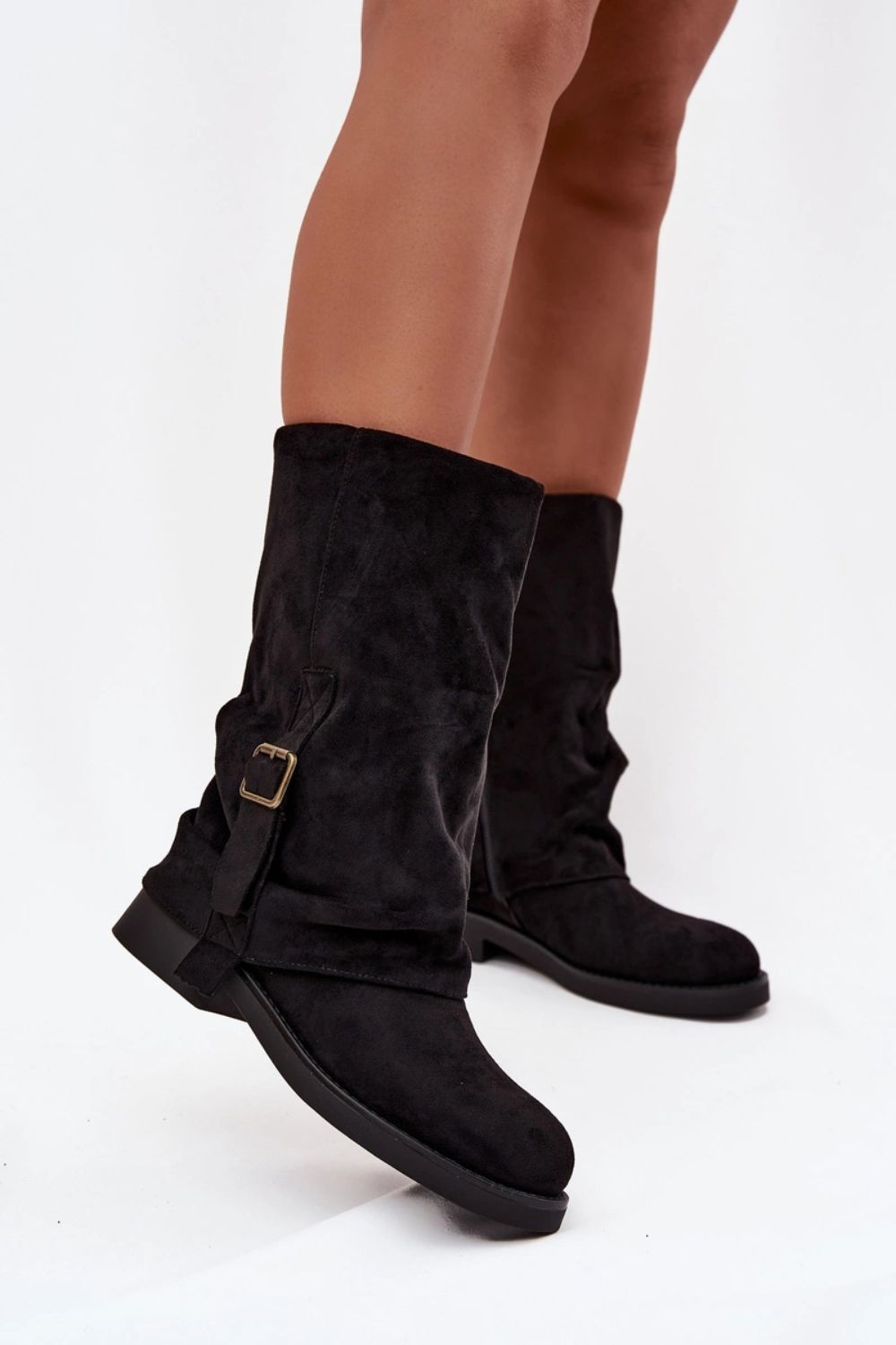 Step In Style Minelle Black Faux Suede Flat Over The Knee Boots - view 3