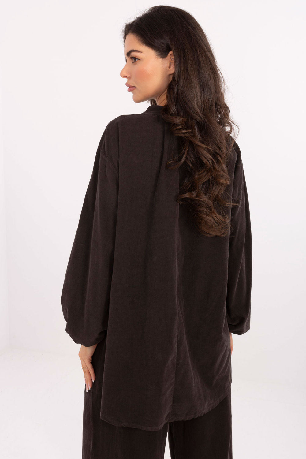 Italy Moda Dark Brown Puff Sleeve Blouse - view 3