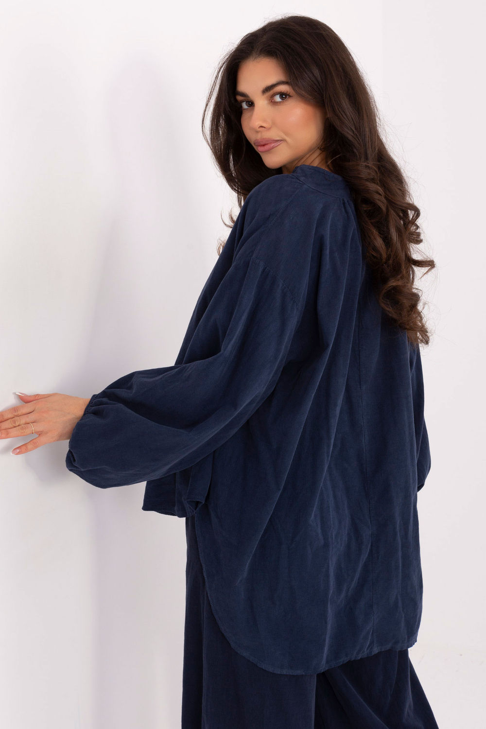 Italy Moda Navy Puff Sleeve Blouse - view 3