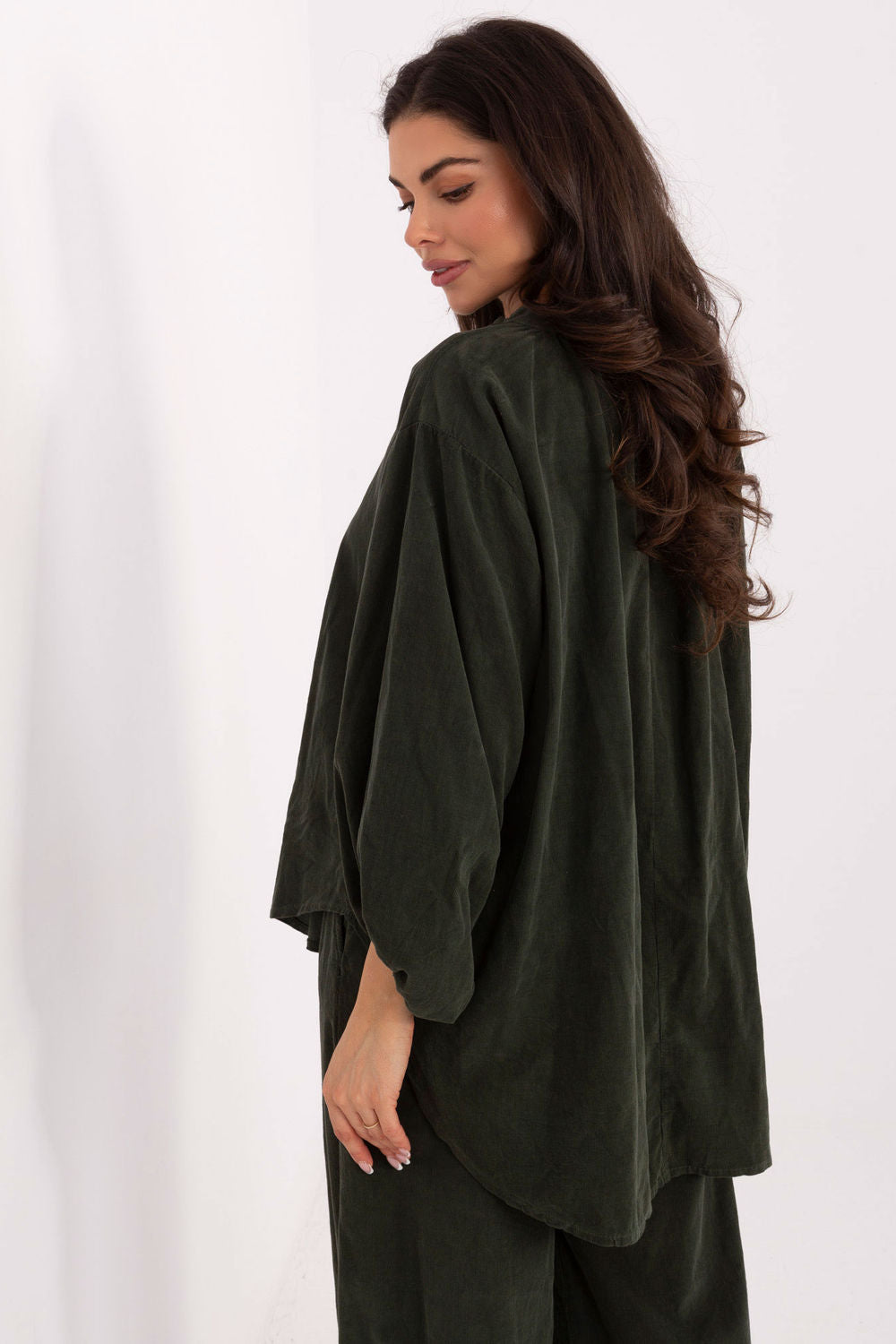 Italy Moda Khaki Puff Sleeve Blouse - view 3