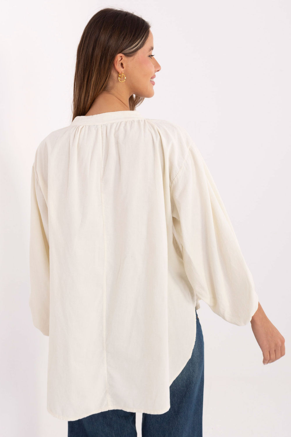 Italy Moda Light Beige Puff Sleeve Blouse - view 3
