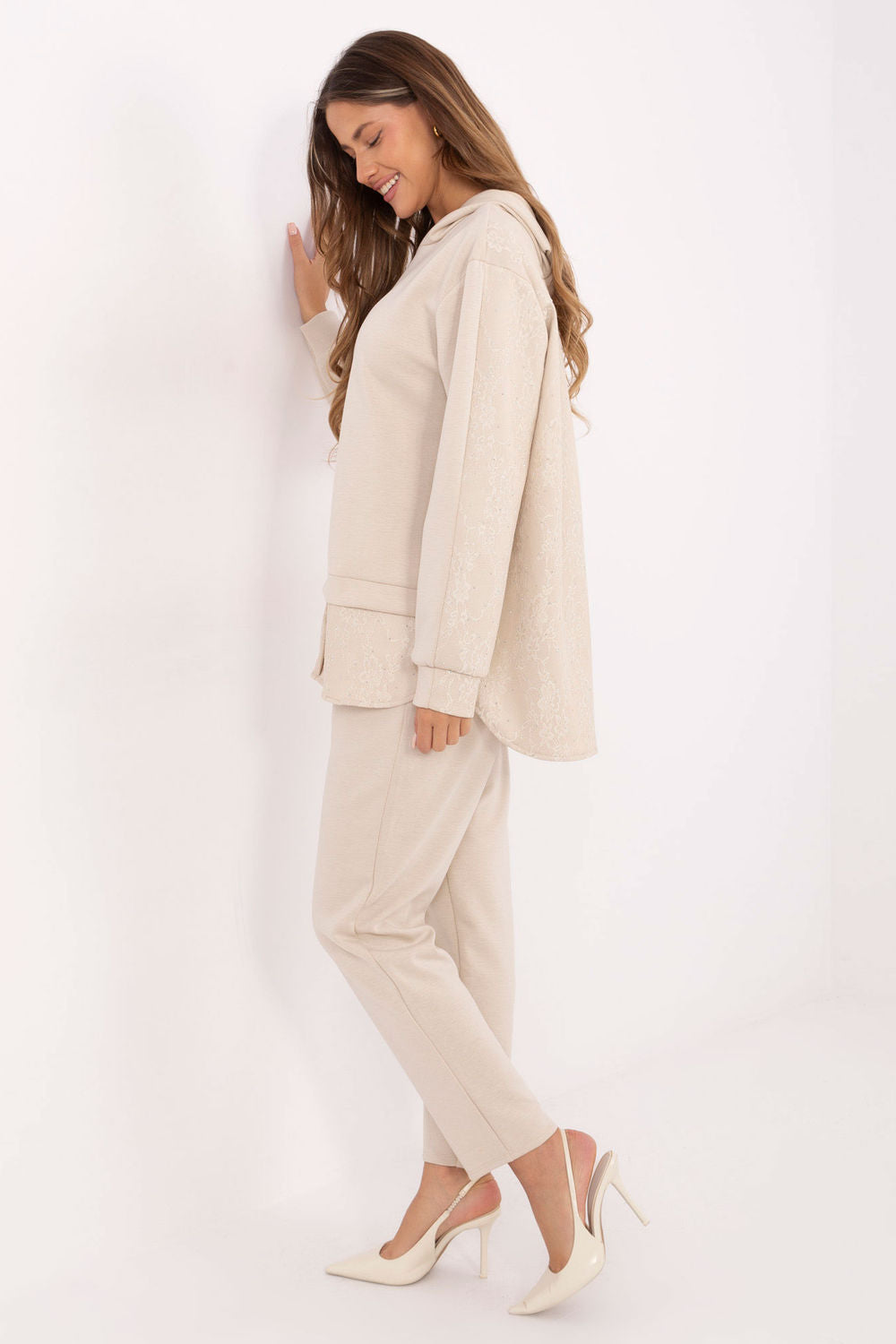 Italy Moda Light Beige Lace Co-Ord Set - view 2
