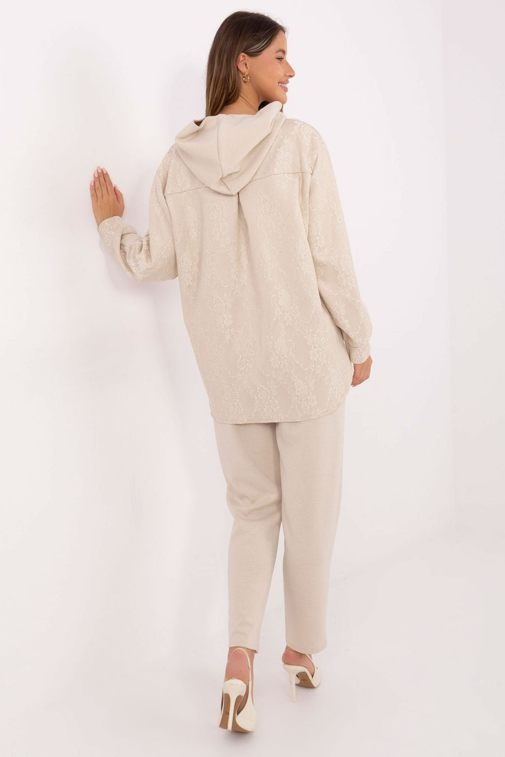 Italy Moda Light Beige Lace Co-Ord Set - view 3