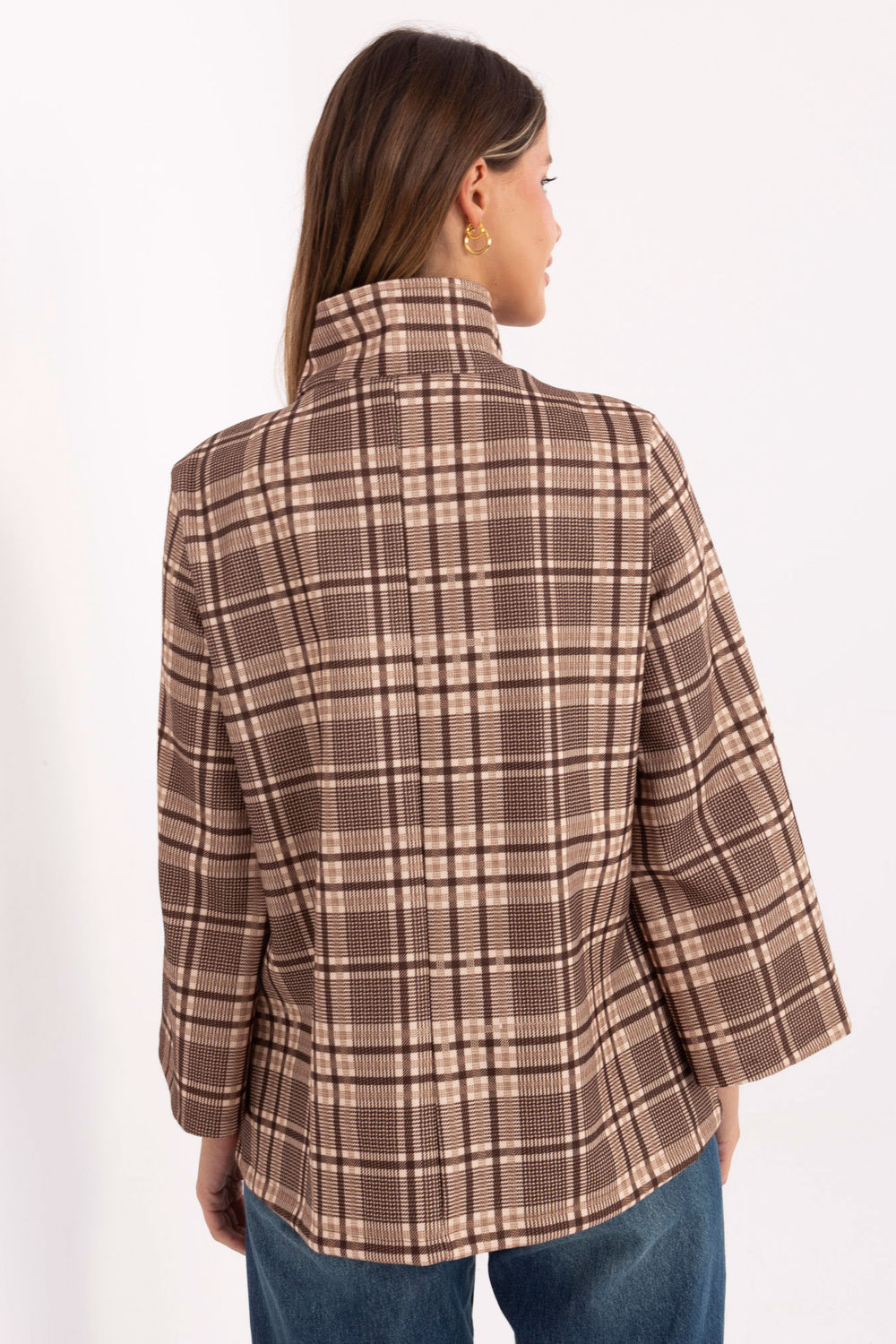 Italy Moda Brown Stand Collar Coat - view 3