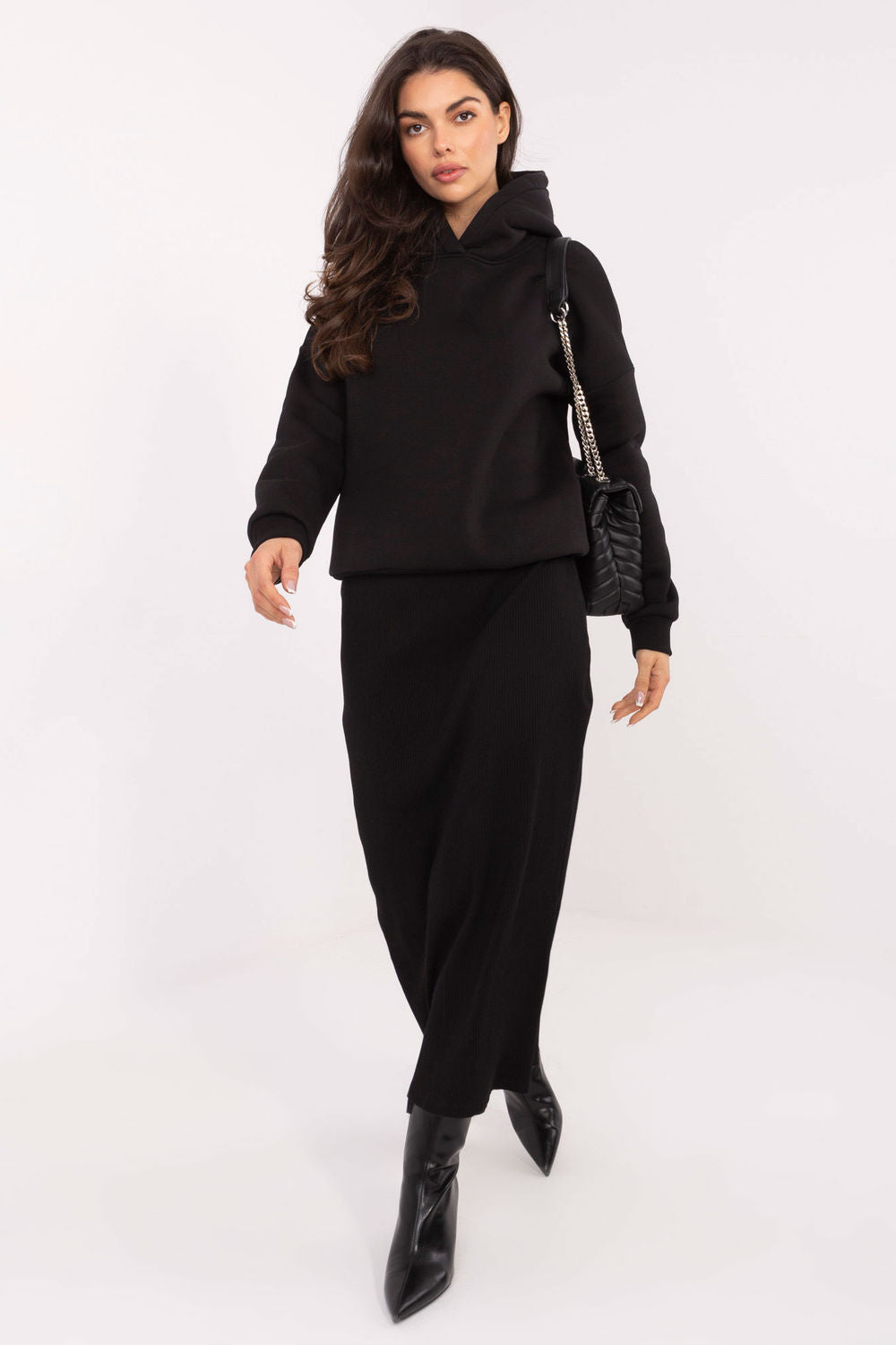 Relevance Black Hooded Long Sleeve Sweatshirt