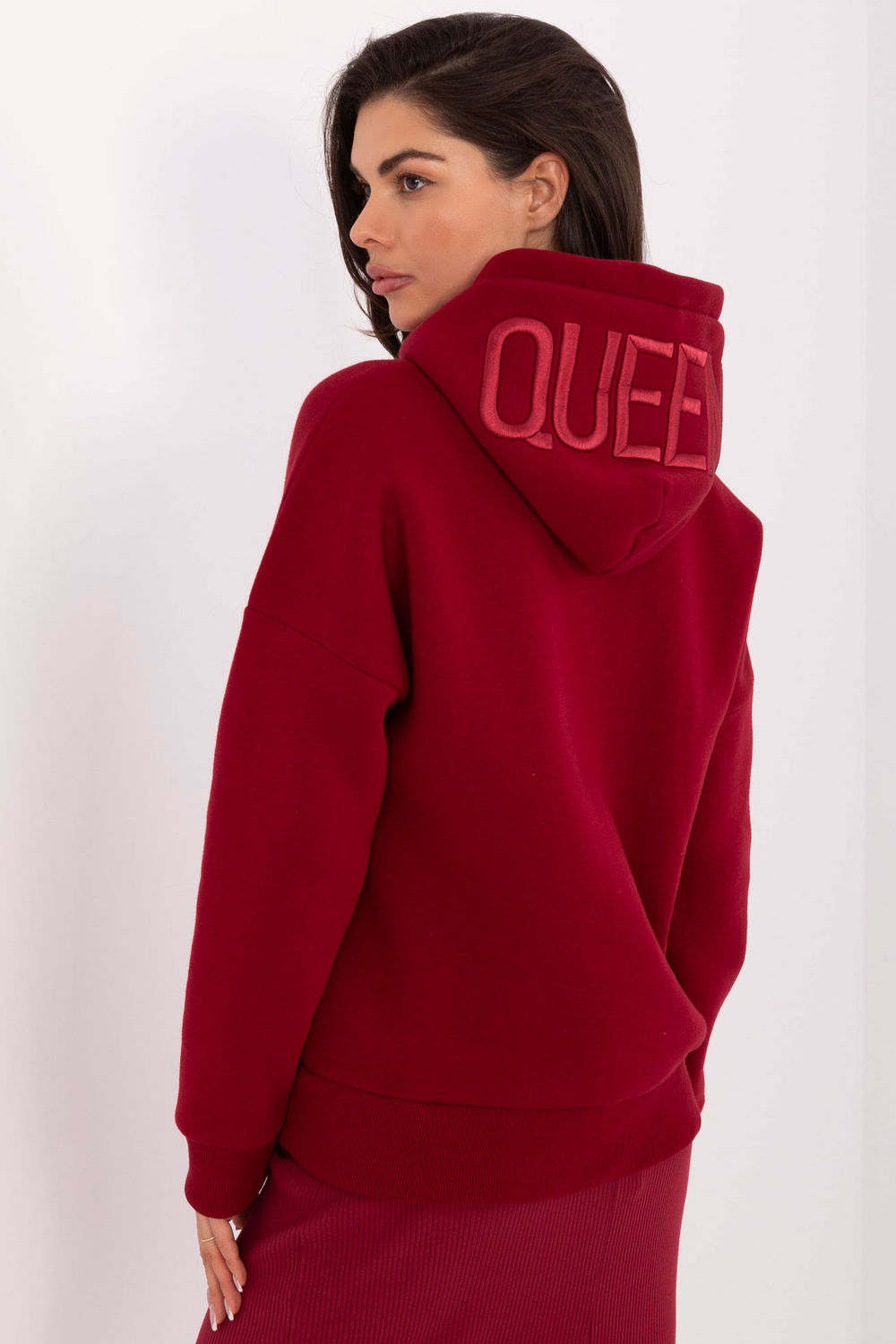 Relevance Burgundy Hooded Long Sleeve Cotton Sweatshirt - view 3