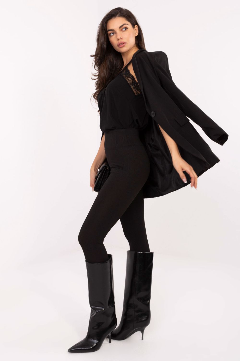 Relevance Black Ribbed High Waisted Leggings - view 3