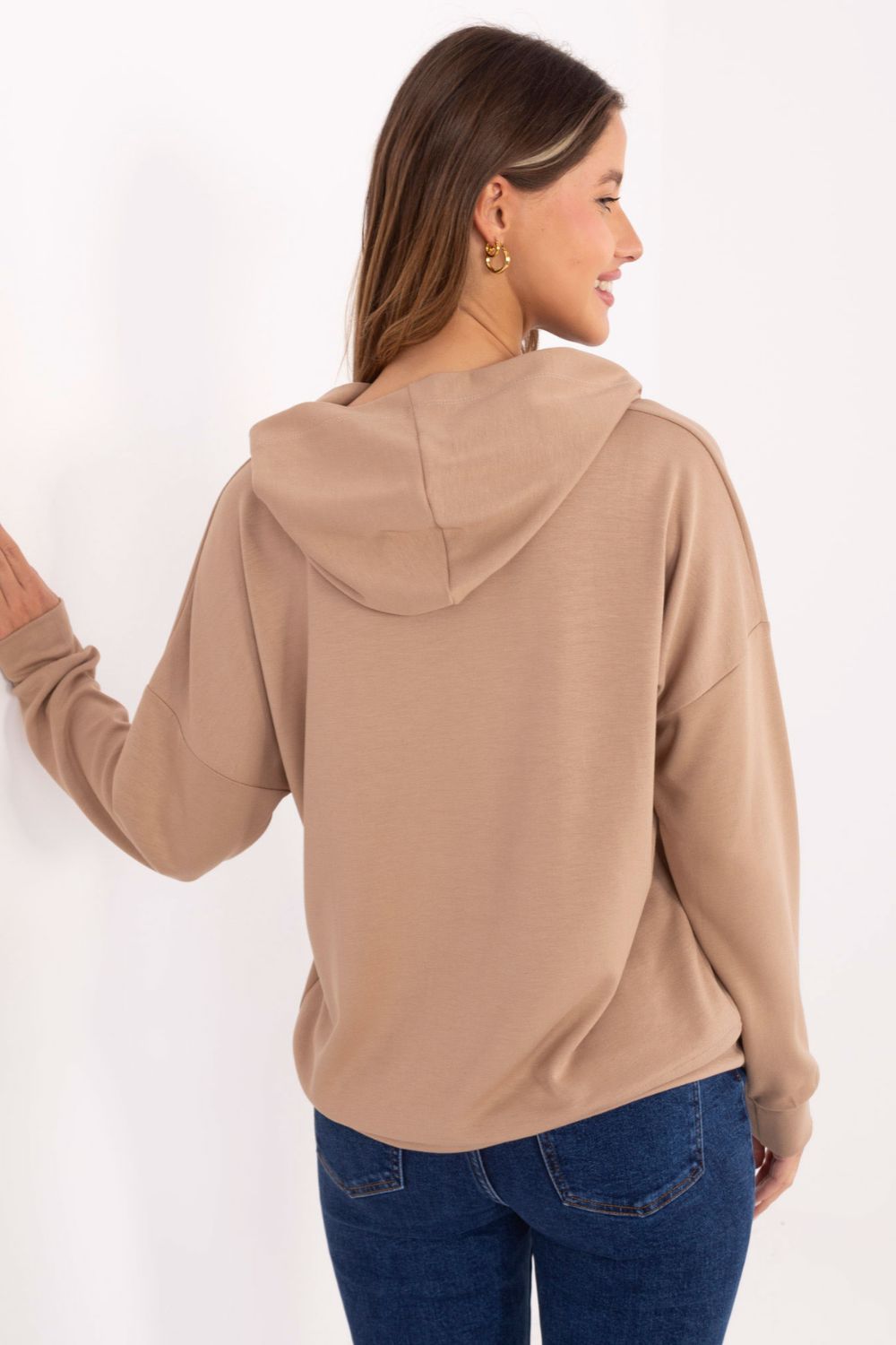 Relevance Beige Hooded Long Sleeve Sweatshirt - view 3