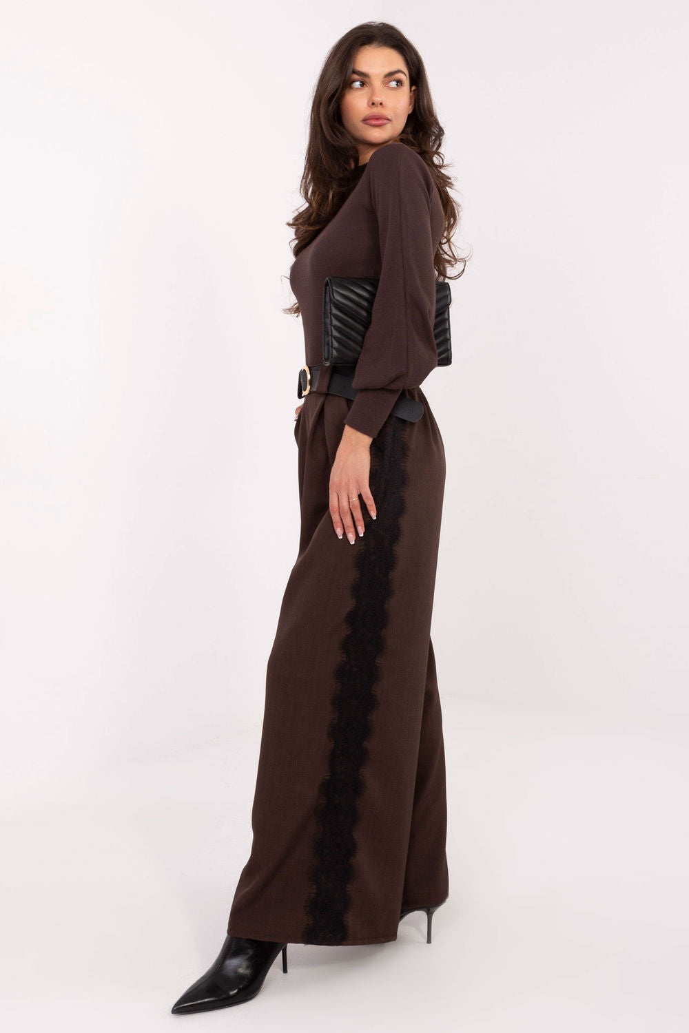 Rue Paris Dark Brown Long Sleeve Cotton Blouse - view 4