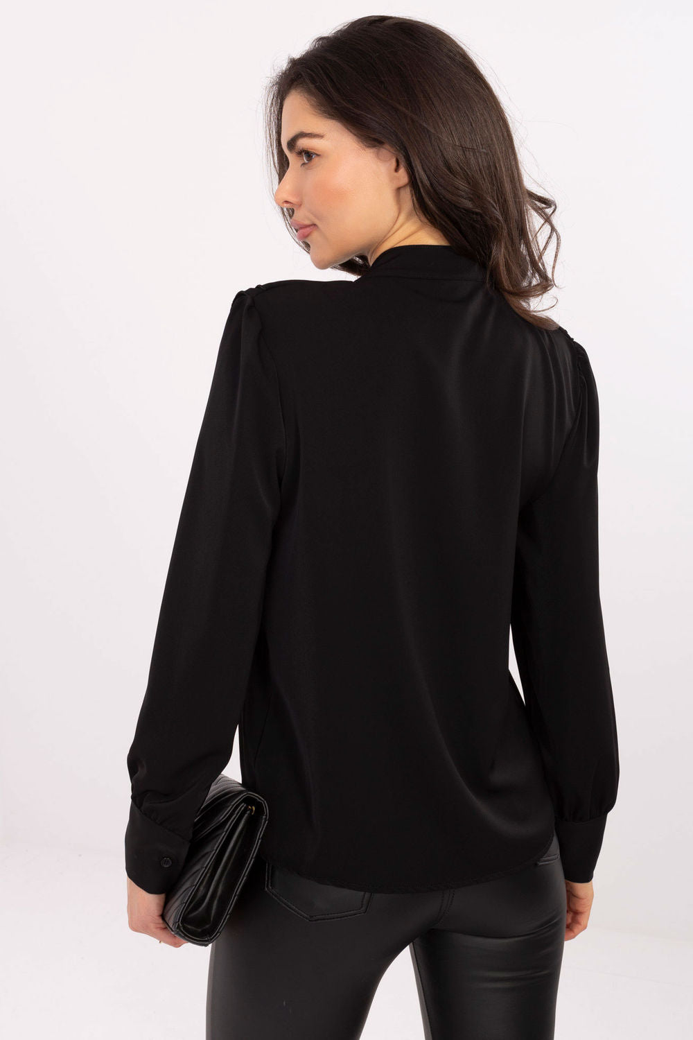 Rue Paris Black Round Neck Long Sleeve Top - view 3
