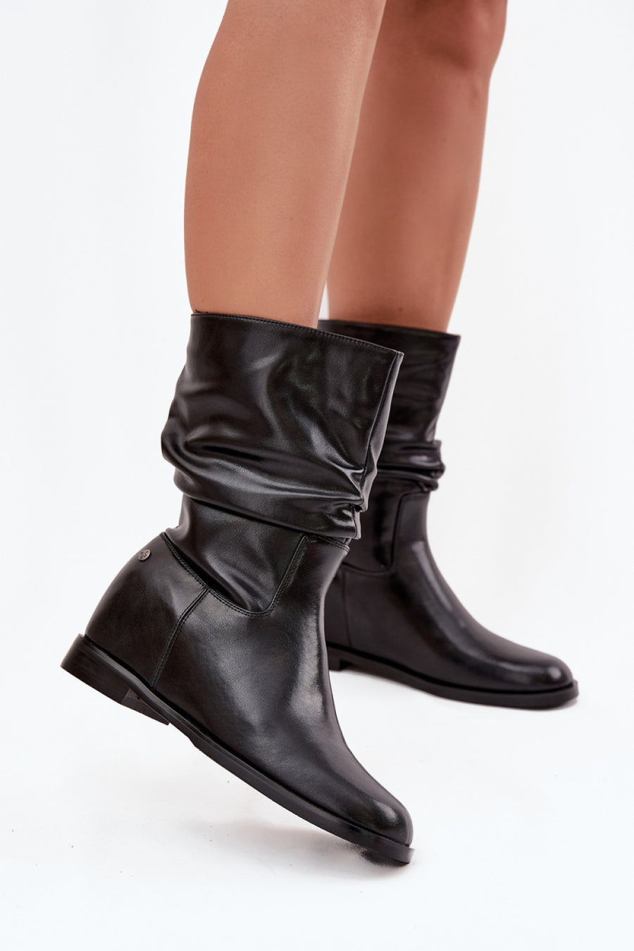Step In Style Maciejka Black Leather Flat Boots